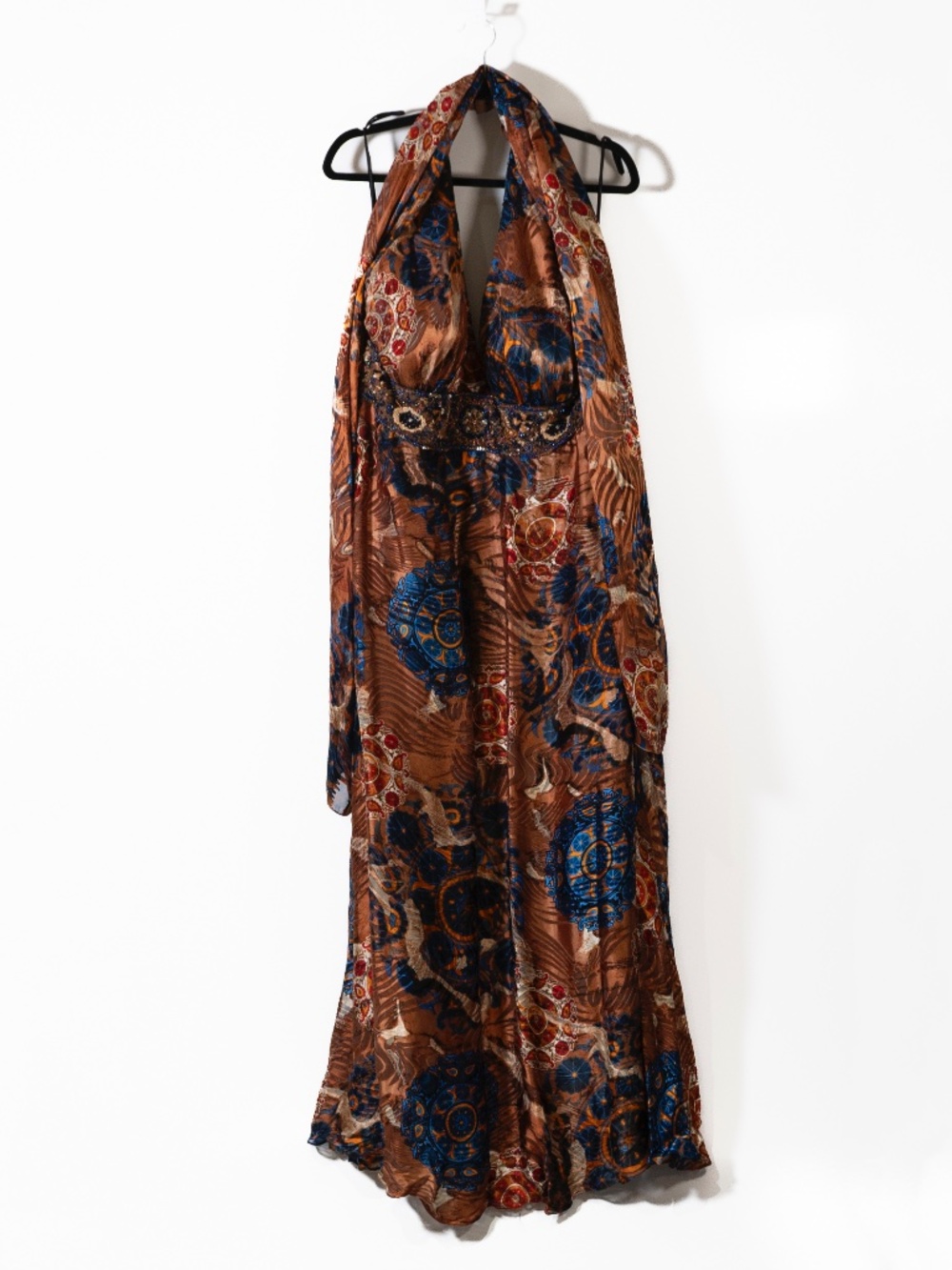 NEW Dolce Jovani Silk Satin Burnout Velvet Velour Embellished Gown Dress 16